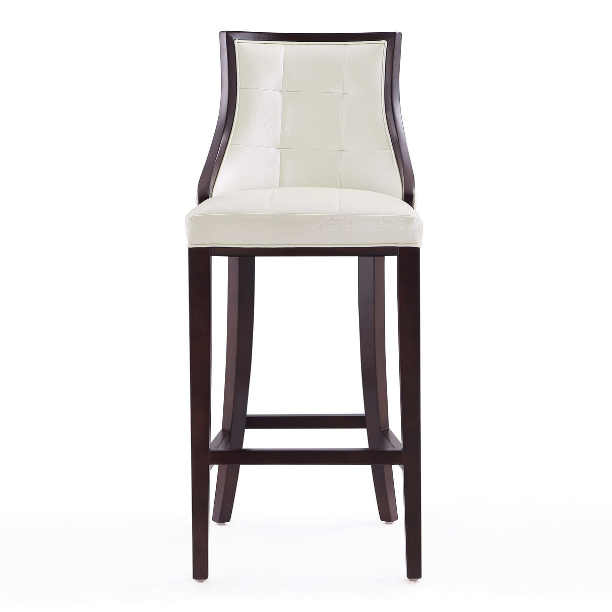 Fifth Avenue Bar Stool in Pearl White and Walnut by Manhattan Comfort at Eve Furniture
