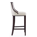 Fifth Avenue Bar Stool in Pearl White and Walnut by Manhattan Comfort at Eve Furniture