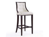Fifth Avenue Bar Stool in Pearl White and Walnut by Manhattan Comfort at Eve Furniture