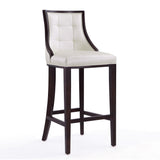 Fifth Avenue Bar Stool in Pearl White and Walnut (set of 2) by Manhattan Comfort at Eve Furniture