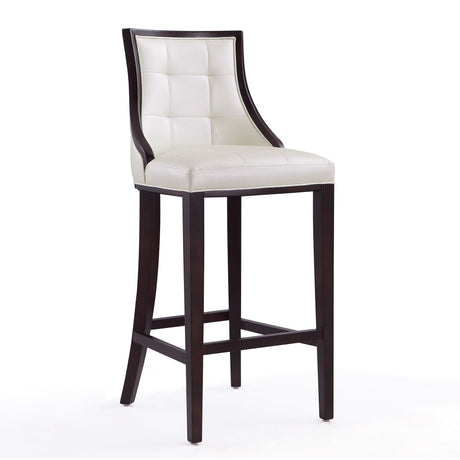 Fifth Avenue Bar Stool in Pearl White and Walnut (set of 2) by Manhattan Comfort at Eve Furniture