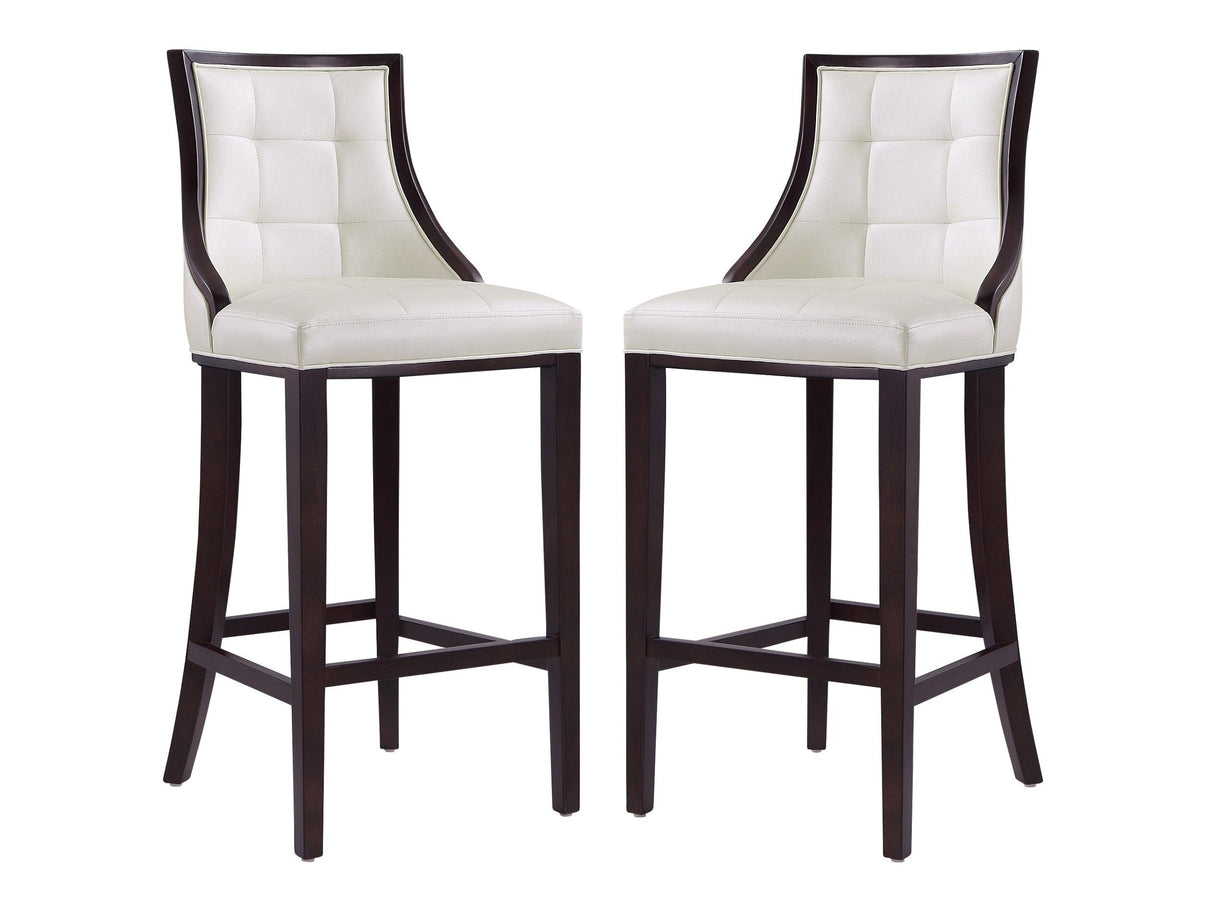 Fifth Avenue Bar Stool in Pearl White and Walnut (set of 2) by Manhattan Comfort at Eve Furniture