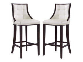 Fifth Avenue Bar Stool in Pearl White and Walnut (set of 2) by Manhattan Comfort at Eve Furniture