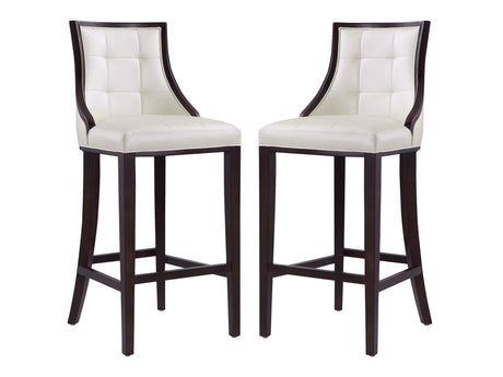 Fifth Avenue Bar Stool in Pearl White and Walnut (set of 2) by Manhattan Comfort at Eve Furniture