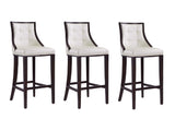 Fifth Avenue Bar Stool in Pearl White and Walnut (set of 3) by Manhattan Comfort at Eve Furniture