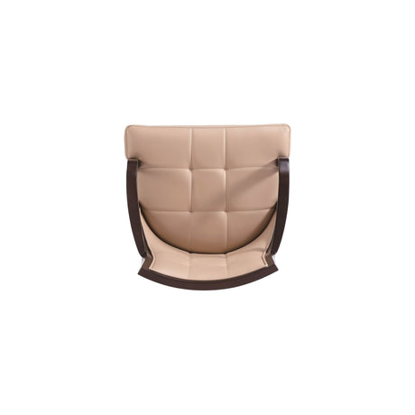 Fifth Avenue Faux Leather and Velvet Dining Armchair in Tan and Walnut by Manhattan Comfort at Eve Furniture