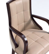 Fifth Avenue Faux Leather and Velvet Dining Armchair in Tan and Walnut (set of 2) by Manhattan Comfort at Eve Furniture
