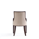 Fifth Avenue Faux Leather and Velvet Dining Armchair in Tan and Walnut (set of 2) by Manhattan Comfort at Eve Furniture