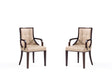 Fifth Avenue Faux Leather and Velvet Dining Armchair in Tan and Walnut (set of 2) by Manhattan Comfort at Eve Furniture