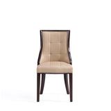 Fifth Avenue Faux Leather and Velvet Dining Chair in Tan and Walnut (set of 4) by Manhattan Comfort at Eve Furniture