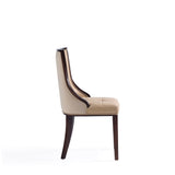 Fifth Avenue Faux Leather and Velvet Dining Chair in Tan and Walnut (set of 4) by Manhattan Comfort at Eve Furniture