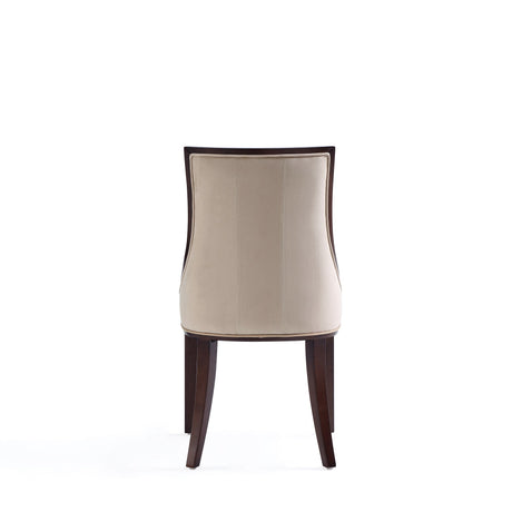 Fifth Avenue Faux Leather and Velvet Dining Chair in Tan and Walnut (set of 4) by Manhattan Comfort at Eve Furniture