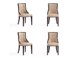 Fifth Avenue Faux Leather and Velvet Dining Chair in Tan and Walnut (set of 4) by Manhattan Comfort at Eve Furniture