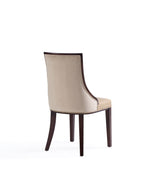 Fifth Avenue Faux Leather and Velvet Dining Chair (Set of Two) in Tan and Walnut by Manhattan Comfort at Eve Furniture