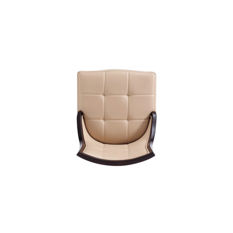 Fifth Avenue Faux Leather and Velvet Dining Chair (Set of Two) in Tan and Walnut by Manhattan Comfort at Eve Furniture