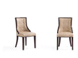 Fifth Avenue Faux Leather and Velvet Dining Chair (Set of Two) in Tan and Walnut by Manhattan Comfort at Eve Furniture