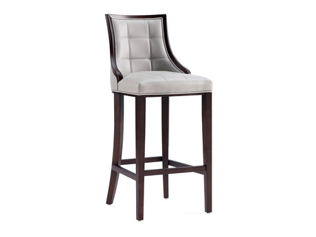 Fifth Avenue Faux Leather Barstool in Light Grey by Manhattan Comfort at Eve Furniture
