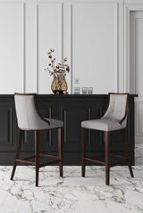Fifth Avenue Faux Leather Barstool in Light Grey (set of 2) by Manhattan Comfort at Eve Furniture