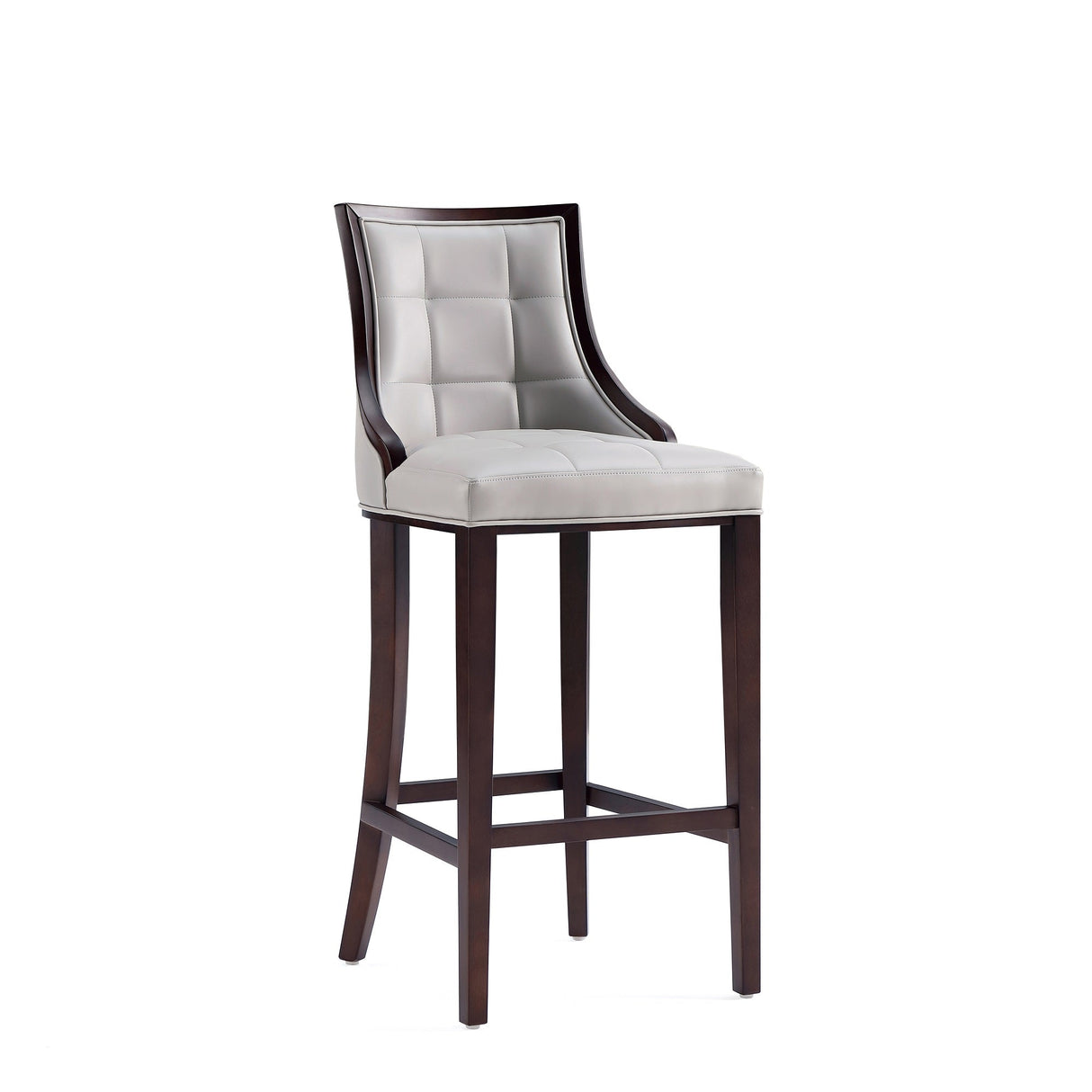 Fifth Avenue Faux Leather Barstool in Light Grey (set of 2) by Manhattan Comfort at Eve Furniture