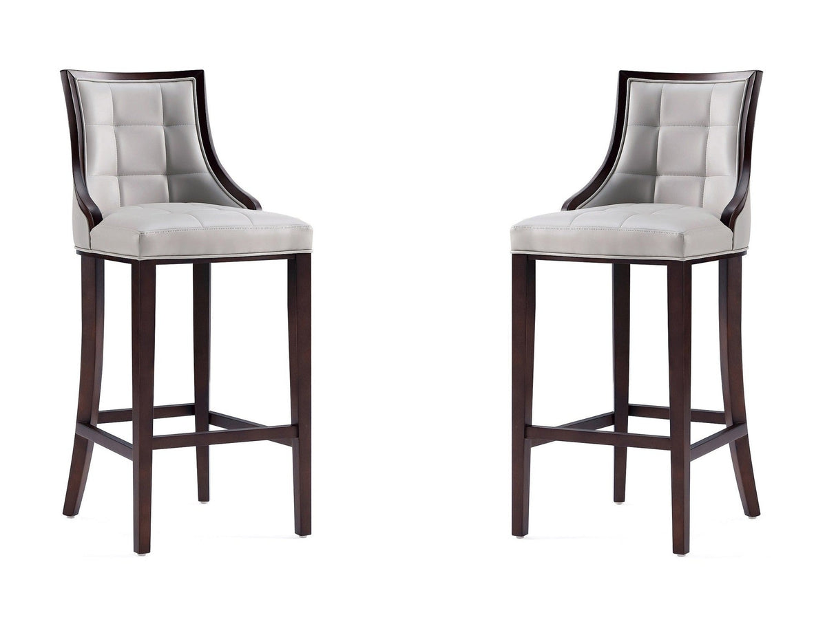 Fifth Avenue Faux Leather Barstool in Light Grey (set of 2) by Manhattan Comfort at Eve Furniture