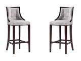 Fifth Avenue Faux Leather Barstool in Light Grey (set of 2) by Manhattan Comfort at Eve Furniture