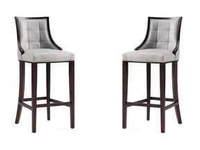 Fifth Avenue Faux Leather Barstool in Light Grey (set of 2) by Manhattan Comfort at Eve Furniture