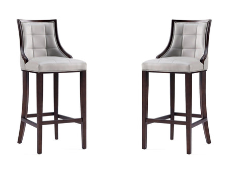 Fifth Avenue Faux Leather Barstool in Light Grey (set of 2) by Manhattan Comfort at Eve Furniture