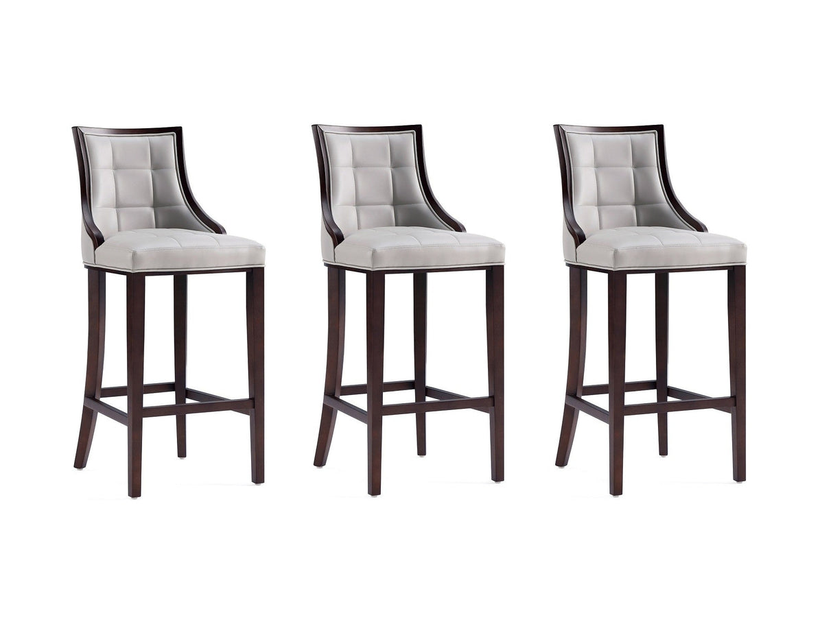 Fifth Avenue Faux Leather Barstool in Light Grey (set of 3) by Manhattan Comfort at Eve Furniture