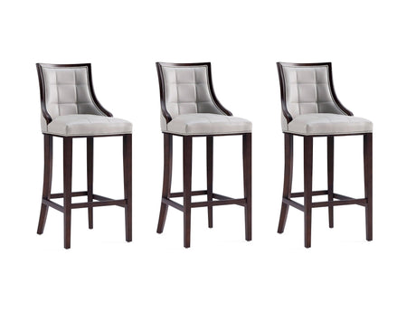 Fifth Avenue Faux Leather Barstool in Light Grey (set of 3) by Manhattan Comfort at Eve Furniture