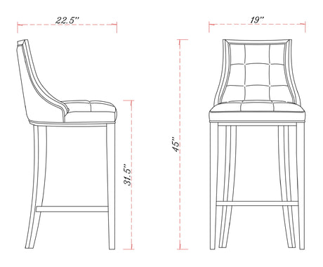 Fifth Avenue Faux Leather Barstool in Pebble Grey by Manhattan Comfort at Eve Furniture