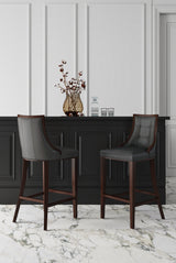 Fifth Avenue Faux Leather Barstool in Pebble Grey (set of 2) by Manhattan Comfort at Eve Furniture