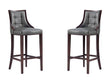 Fifth Avenue Faux Leather Barstool in Pebble Grey (set of 2) by Manhattan Comfort at Eve Furniture
