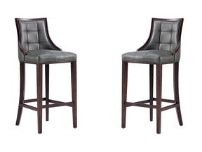 Fifth Avenue Faux Leather Barstool in Pebble Grey (set of 2) by Manhattan Comfort at Eve Furniture