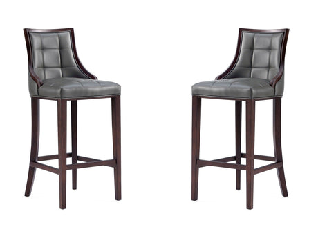 Fifth Avenue Faux Leather Barstool in Pebble Grey (set of 2) by Manhattan Comfort at Eve Furniture