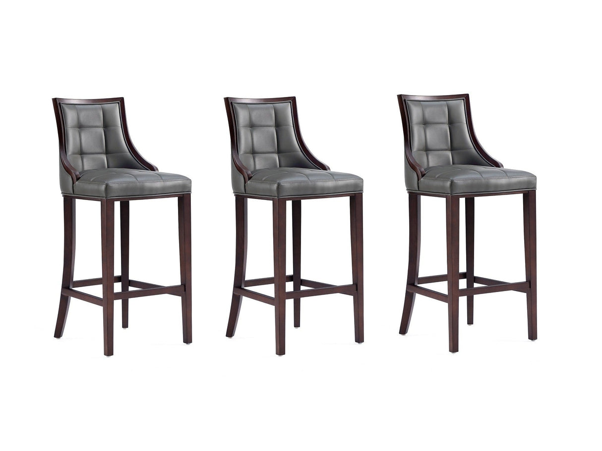 Fifth Avenue Faux Leather Barstool in Pebble Grey (set of 3) by Manhattan Comfort at Eve Furniture