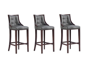 Fifth Avenue Faux Leather Barstool in Pebble Grey (set of 3) by Manhattan Comfort at Eve Furniture