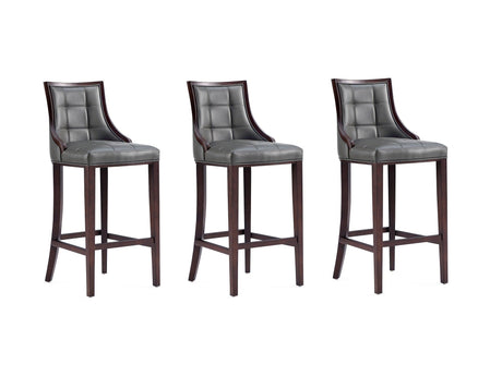 Fifth Avenue Faux Leather Barstool in Pebble Grey (set of 3) by Manhattan Comfort at Eve Furniture
