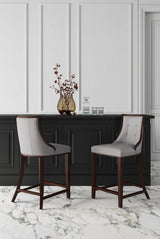 Fifth Avenue Faux Leather Counter Stool in Light Grey (set of 2) by Manhattan Comfort at Eve Furniture