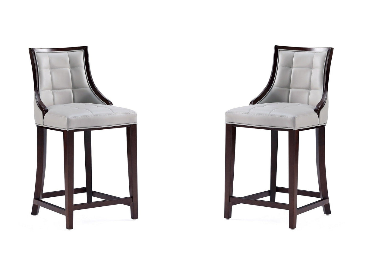 Fifth Avenue Faux Leather Counter Stool in Light Grey (set of 2) by Manhattan Comfort at Eve Furniture