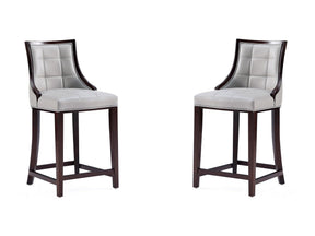 Fifth Avenue Faux Leather Counter Stool in Light Grey (set of 2) by Manhattan Comfort at Eve Furniture