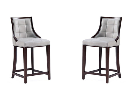 Fifth Avenue Faux Leather Counter Stool in Light Grey (set of 2) by Manhattan Comfort at Eve Furniture