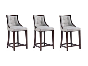 Fifth Avenue Faux Leather Counter Stool in Light Grey (set of 3) by Manhattan Comfort at Eve Furniture