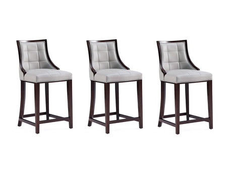 Fifth Avenue Faux Leather Counter Stool in Light Grey (set of 3) by Manhattan Comfort at Eve Furniture