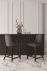 Fifth Avenue Faux Leather Counter Stool in Pebble Grey by Manhattan Comfort at Eve Furniture