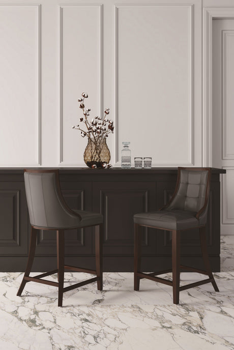 Fifth Avenue Faux Leather Counter Stool in Pebble Grey by Manhattan Comfort at Eve Furniture