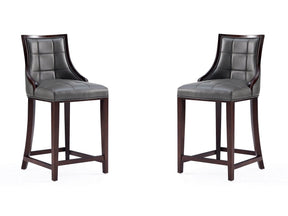 Fifth Avenue Faux Leather Counter Stool in Pebble Grey (set of 2) by Manhattan Comfort at Eve Furniture