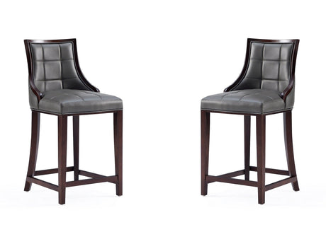 Fifth Avenue Faux Leather Counter Stool in Pebble Grey (set of 2) by Manhattan Comfort at Eve Furniture