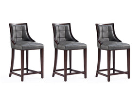 Fifth Avenue Faux Leather Counter Stool in Pebble Grey (set of 3) by Manhattan Comfort at Eve Furniture