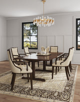 Fifth Avenue Faux Leather Dining Armchair Cream and Walnut by Manhattan Comfort at Eve Furniture