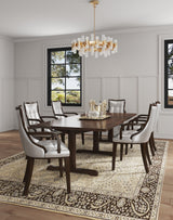 Fifth Avenue Faux Leather Dining Armchair in Silver and Walnut by Manhattan Comfort at Eve Furniture